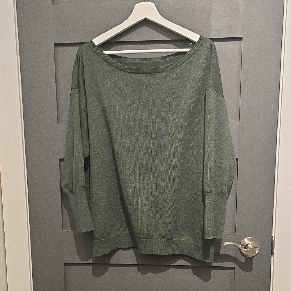 Women's Mossy Green Boat Neck Sweater